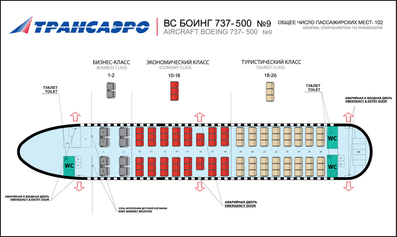 Расположение кресел в боинге 737 ютэйр